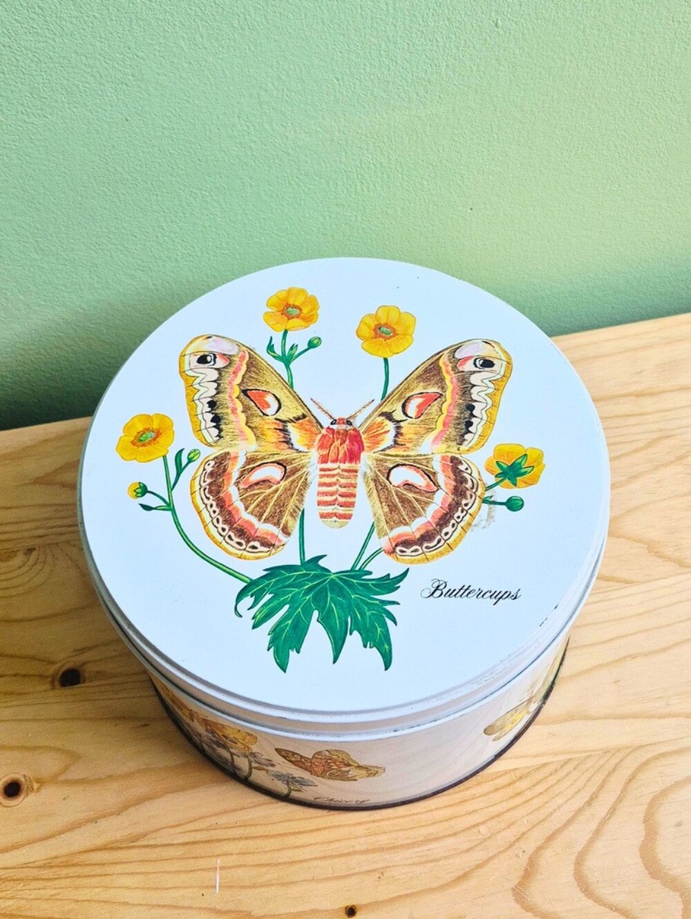 Beautiful Vintage Butterfly Metal Storage Tin
